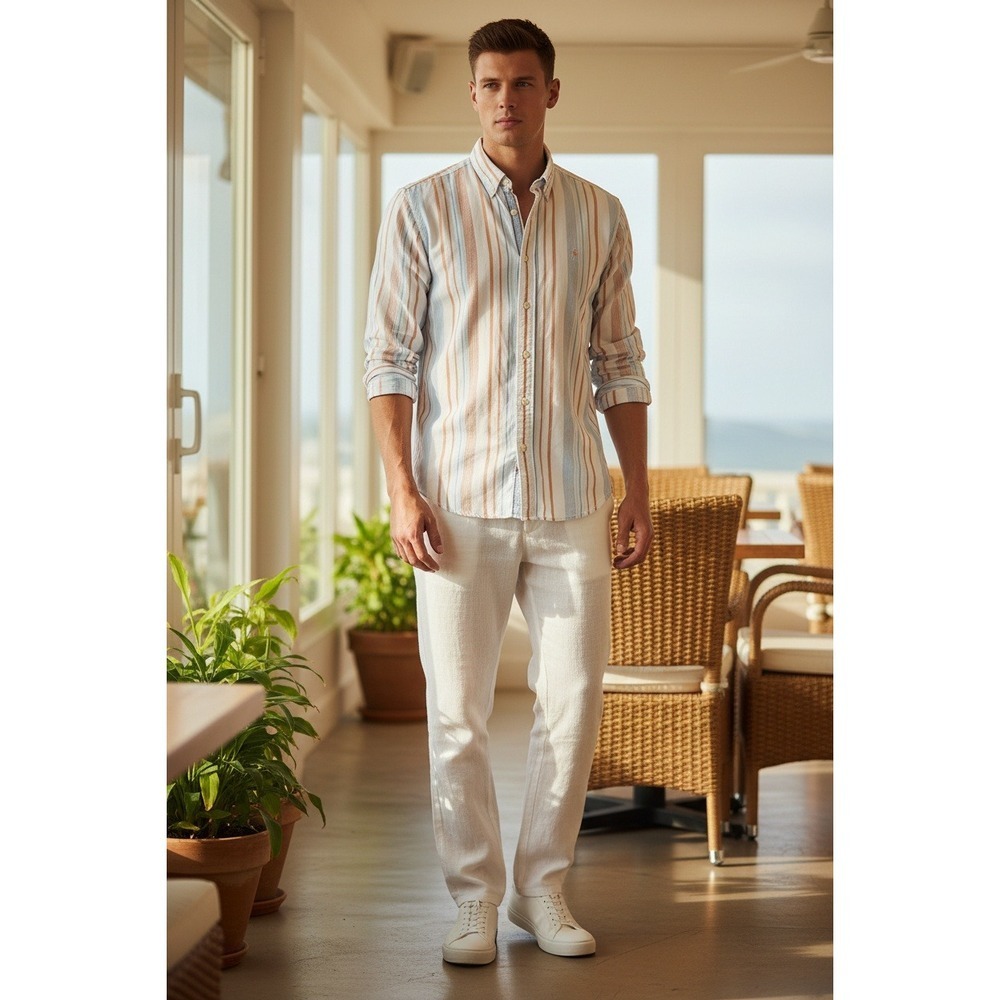 Tommy Bahama‎ - Size L - Multicolor Striped Dress Shirt, 100% Cotton